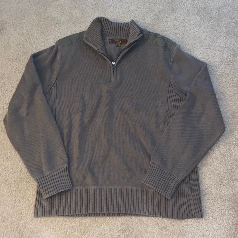 Men’s Pronto Uomo Knit Olive Green Quarter Zip Pull Over Jacket w/ Green Denim
